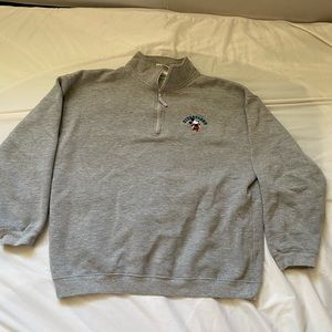 Vintage Disney Grey Quarter Zip Embroidered Medium Sweater